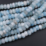 Extra Gemmy Natural Aquamarine Faceted Rondelle 10mm Beads Sea Blue Color Faceted Saucer Wheel 16" Strand