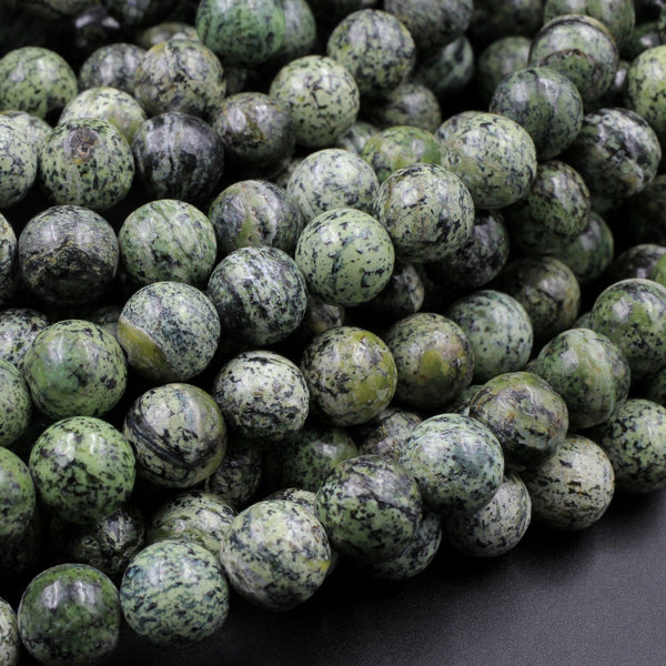 Natural Green Zebra Jasper 4mm 6mm 8mm 10mm  Round Beads Green White 15.5" Strand