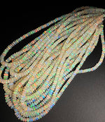 AAA Large Ethiopian Opal Faceted Rondelle Beads Graduating 5mm 8mm Super Flashy Fiery Rainbow White Opal 17" Strand