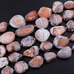 Pink Botswana Agate Nodule Beads Large Polished Freeform Geode Nugget Chunky Focal Pendant 15.5" Strand