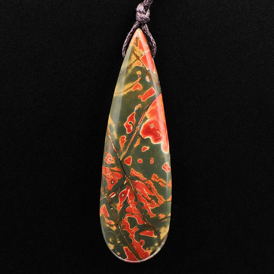 AAA Natural Red Creek Jasper Pendant Side Drilled Long Teardrop Focal Bead Multi Color Picasso Jasper Cherry Creek Jasper