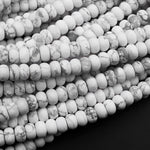 Matte Natural White Howlite 6mm 8mm Rondelle Beads 15.5" Strand
