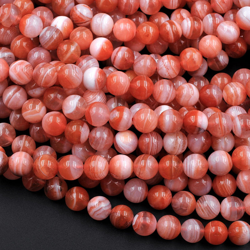 Extremely Rare! AAA Natural Moroccan Red Banded Agate 4mm 6mm 8mm 10mm Round Bead 16" Strand