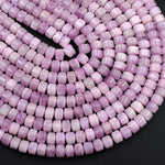 Natural Kunzite Rondelle Beads Short Cylinder Center Drilled Wheel Real Genuine Natural Violet Purple Pink Gem 16" Strand