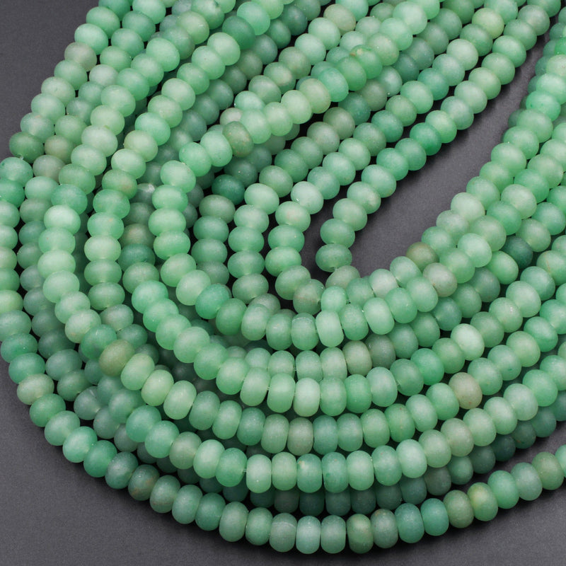 Matte Natural Green Aventurine Rondelle Beads 6mm 8mm High Quality Natural Green Gemstone 16" Strand