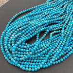 Genuine Natural Blue Turquoise 5mm Round Beads High Quality Vibrant Real Authentic Turquoise Gemstone 16" Strand