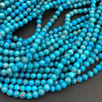 Genuine Natural Arizona Blue Turquoise 2mm 3mm Round Beads 15.5" Strand