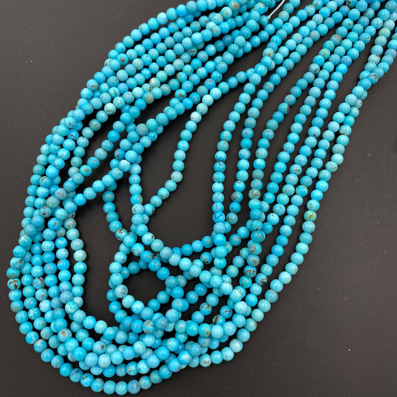 Genuine Natural Soft Blue Turquoise 5mm Round Beads High Quality Real Authentic Turquoise Gemstone 16" Strand