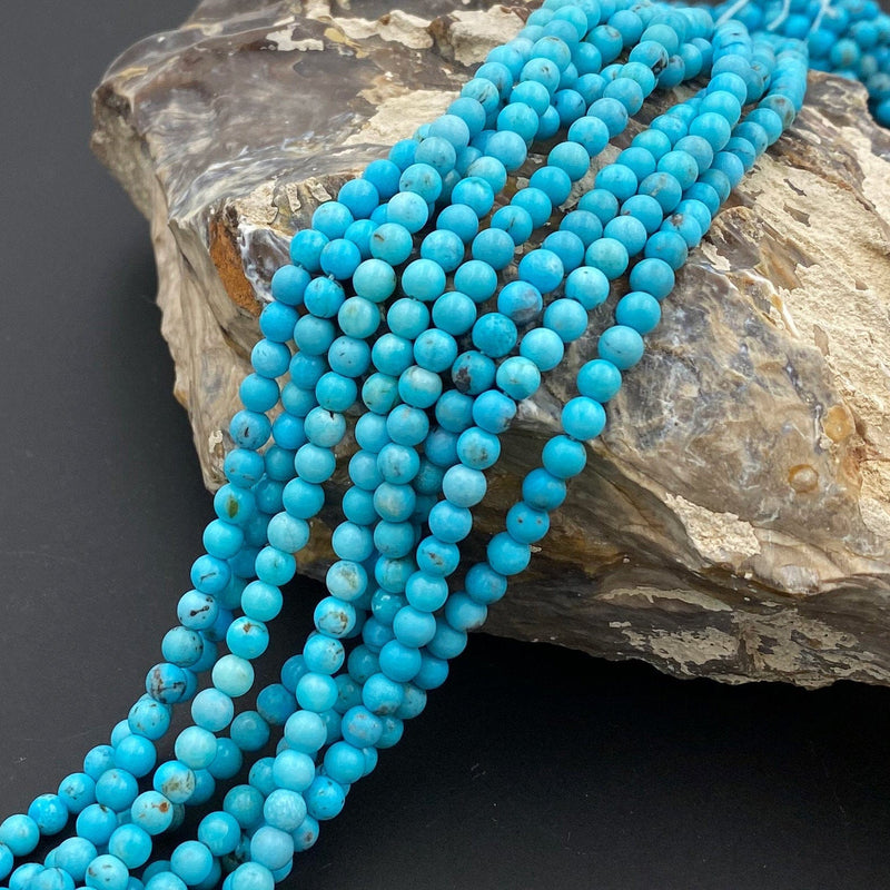 Genuine Natural Soft Blue Turquoise 5mm Round Beads High Quality Real Authentic Turquoise Gemstone 16" Strand