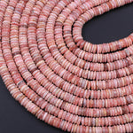 Natural Rhodochrosite Rondelle Heishi Beads 6mm 7mm Pink Red Beads Gemstone 16" Strand