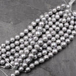 Large Hole Pearls Beads Silver Genuine Freshwater Pearl 10mm 12mm 14mm Huge Off Round Pearl Big 2.5mm Drill Size 8" Strand