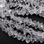 AAA Grade Super Clear Natural Herkimer Diamond Quartz Beads Double Terminated Quartz With Black Anthraxolite Inclusion 16" Strand