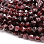 Natural Red Garnet Gemstone Beads Faceted 6mm 8mm Round Beads Sparkling Sharp Facets 16" Strand