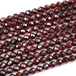 Natural Red Garnet Gemstone Beads Faceted 8mm Round Beads 16" Strand