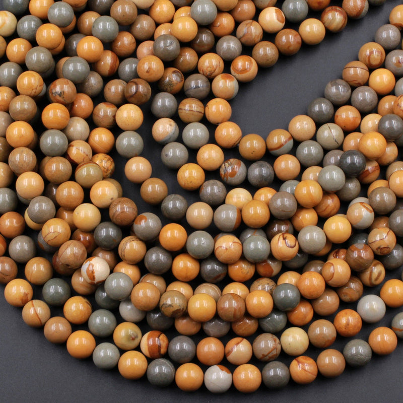 Natural Owyhee Picture Jasper Beads 8mm 10mm Round 16" Strand