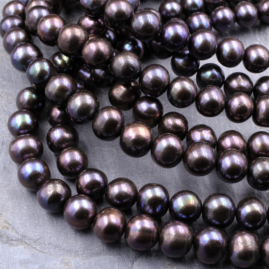 Natural Black Freshwater Baroque Pearl Beads – 10-11mm, Loose 15" Strand