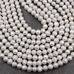 Faceted Genuine Freshwater White Pearl 8mm 10mm 12mm Off Round 16" Strand