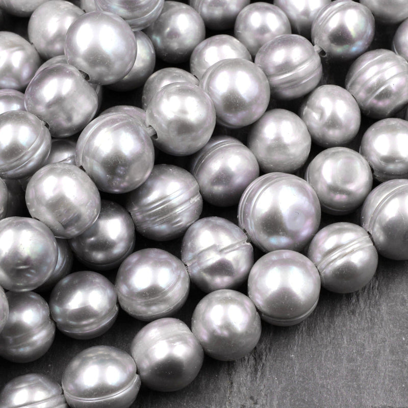 Large Hole Pearls Beads Silver Genuine Freshwater Pearl 10mm 12mm