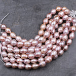 Large Hole Pearls Beads AAA Genuine Freshwater Pink Pearl 15mm Huge Jumbo Potato Oval Pearl 2.5mm Drill Size 8" Strand