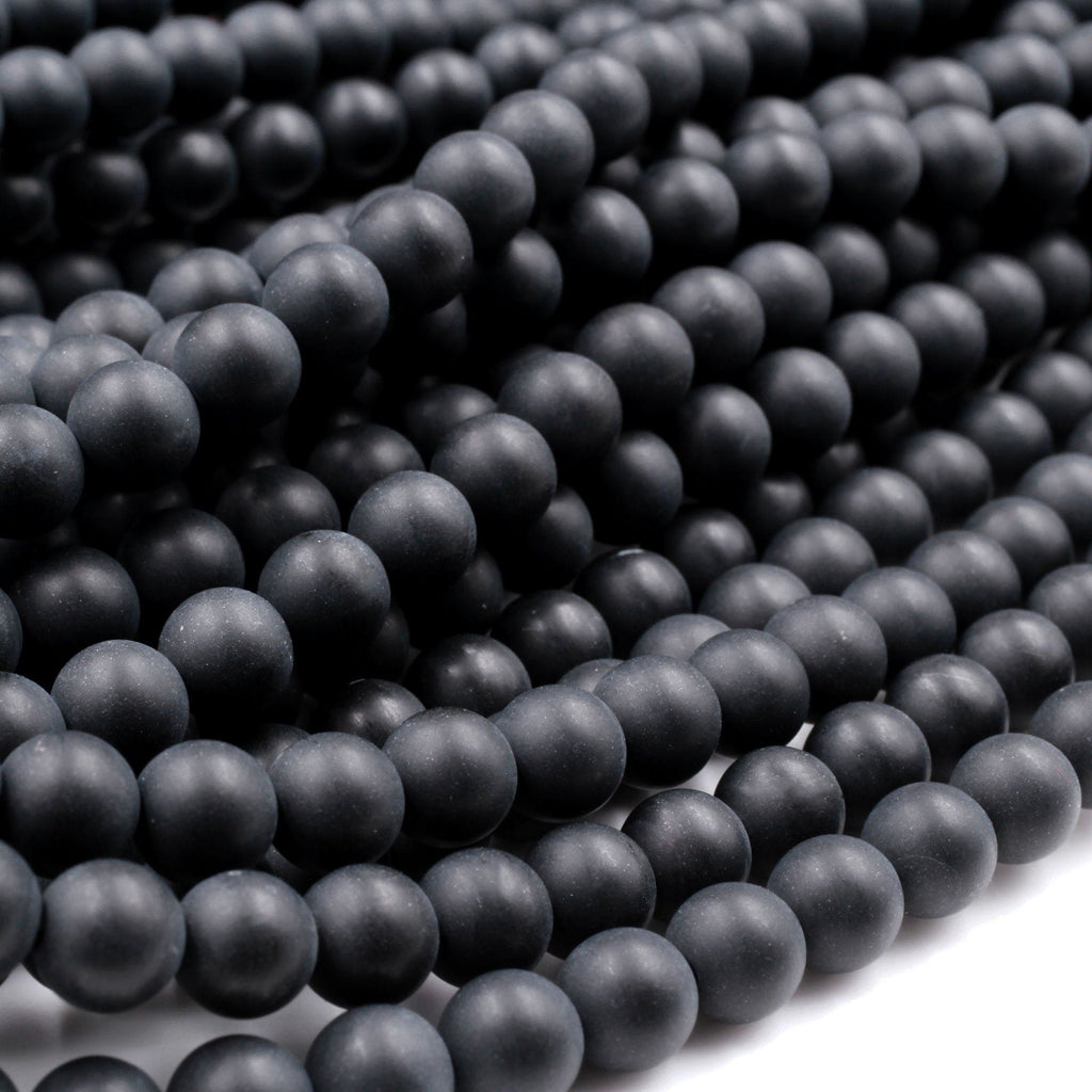 Bead Gallery 4mm Matte Black Glass Round Beads - Each