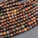 Multicolor Natural Deep Dark Red Brown Coffee Green Rutile Quartz 5mm 6mm Round Beads 16" Strand