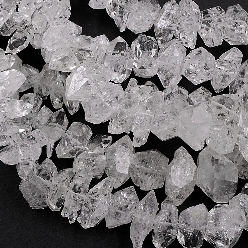 Large Natural Herkimer Diamond Quartz Beads Superior A Grade Double Terminated Point Real Natural Quartz 16" Strand