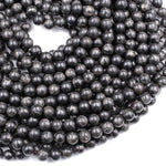 Rare Natural Pyrite in Magnetite 6mm 8mm Round Beads Powerful Manifestation Stone 16" Strand