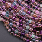 Natural Rainbow Fluorite 8mm Round Beads Purple Green Blue Honey Yellow Gemstone Beads 16" Strand