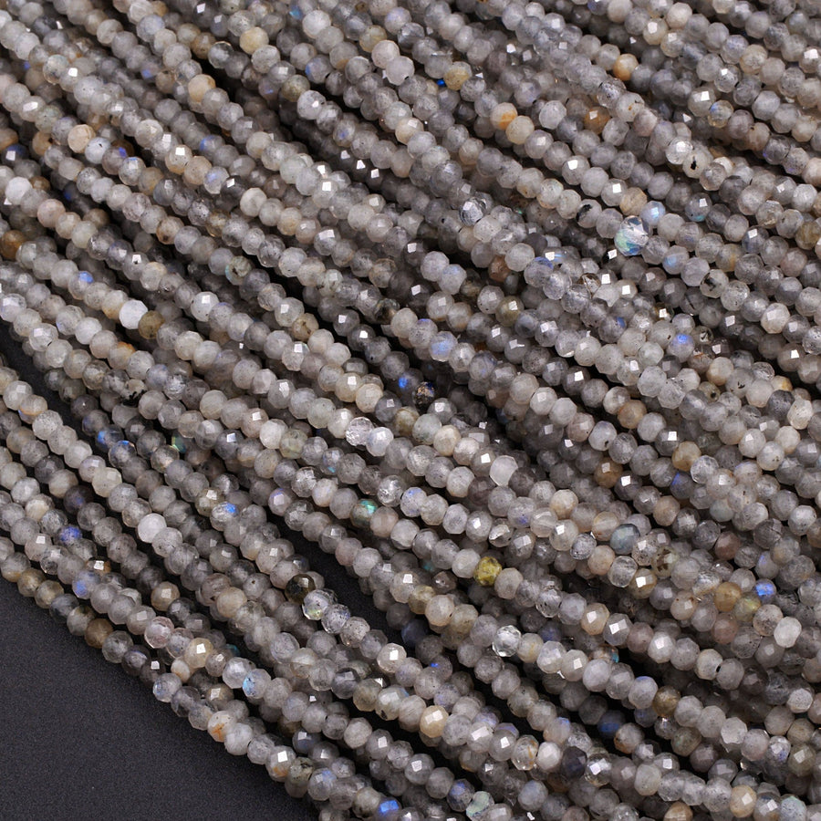 3mm Faceted Labradorite Rondelle Beads 16" Strand