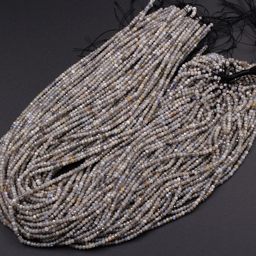 3mm Faceted Labradorite Rondelle Beads 16" Strand