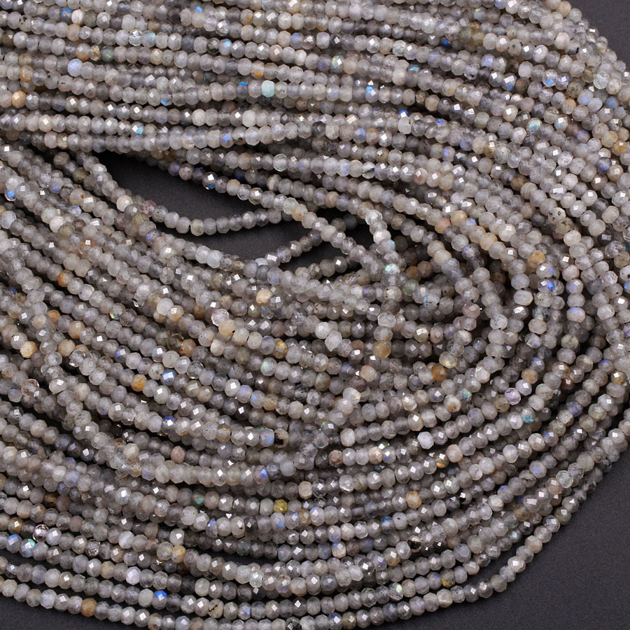 3mm Faceted Labradorite Rondelle Beads 16" Strand