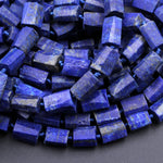 Natural Blue Lapis Lazuli Faceted Tube Beads 16" Strand