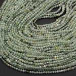 Natural Light Green Prehnite Round Beads Faceted 2mm 3mm 16" Strand