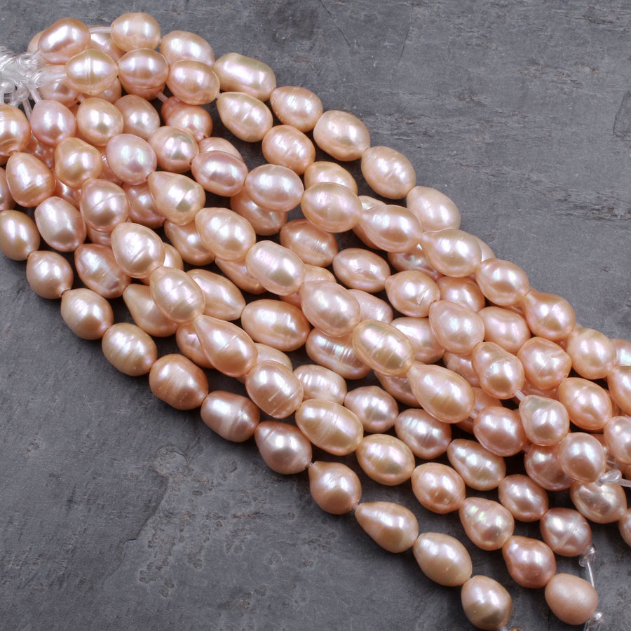 Large Hole Pearls Beads AAA Genuine Freshwater Peach Pearl 16mm Huge Jumbo Potato Oval Pearl 2.5mm Drill Size 8" Strand
