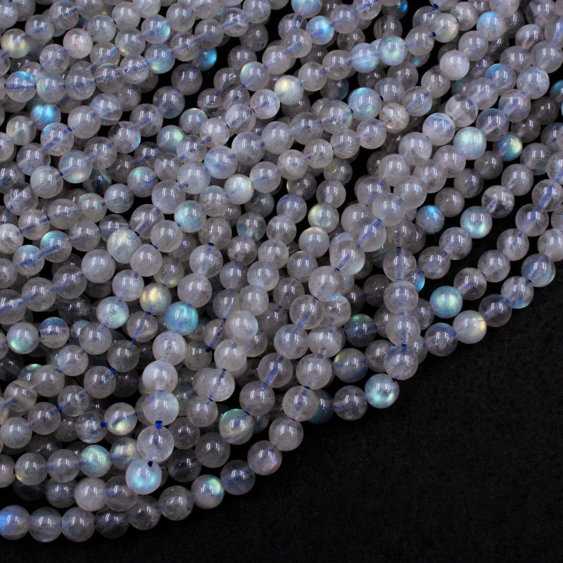 Flashy Labradorite 5mm 6mm Round Beads 16" Strand