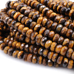Faceted Tiger Eye 6mm 8mm 10mm Rondelle Beads High Quality 16" Strand