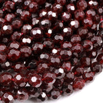 Natural Red Garnet Gemstone Beads Faceted 8mm Round Beads 16" Strand