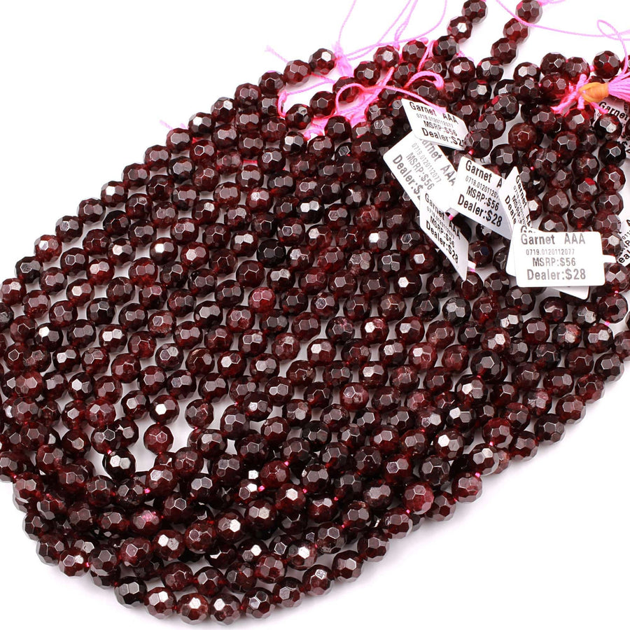 Natural Red Garnet Gemstone Beads Faceted 8mm Round Beads 16" Strand