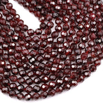 Natural Red Garnet Gemstone Beads Faceted 8mm Round Beads 16" Strand