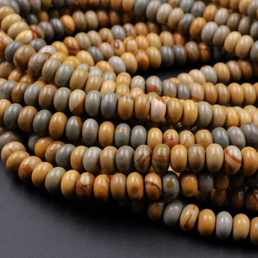 Natural Owyhee Picture Jasper Beads 6mm Rondelle 16" Strand
