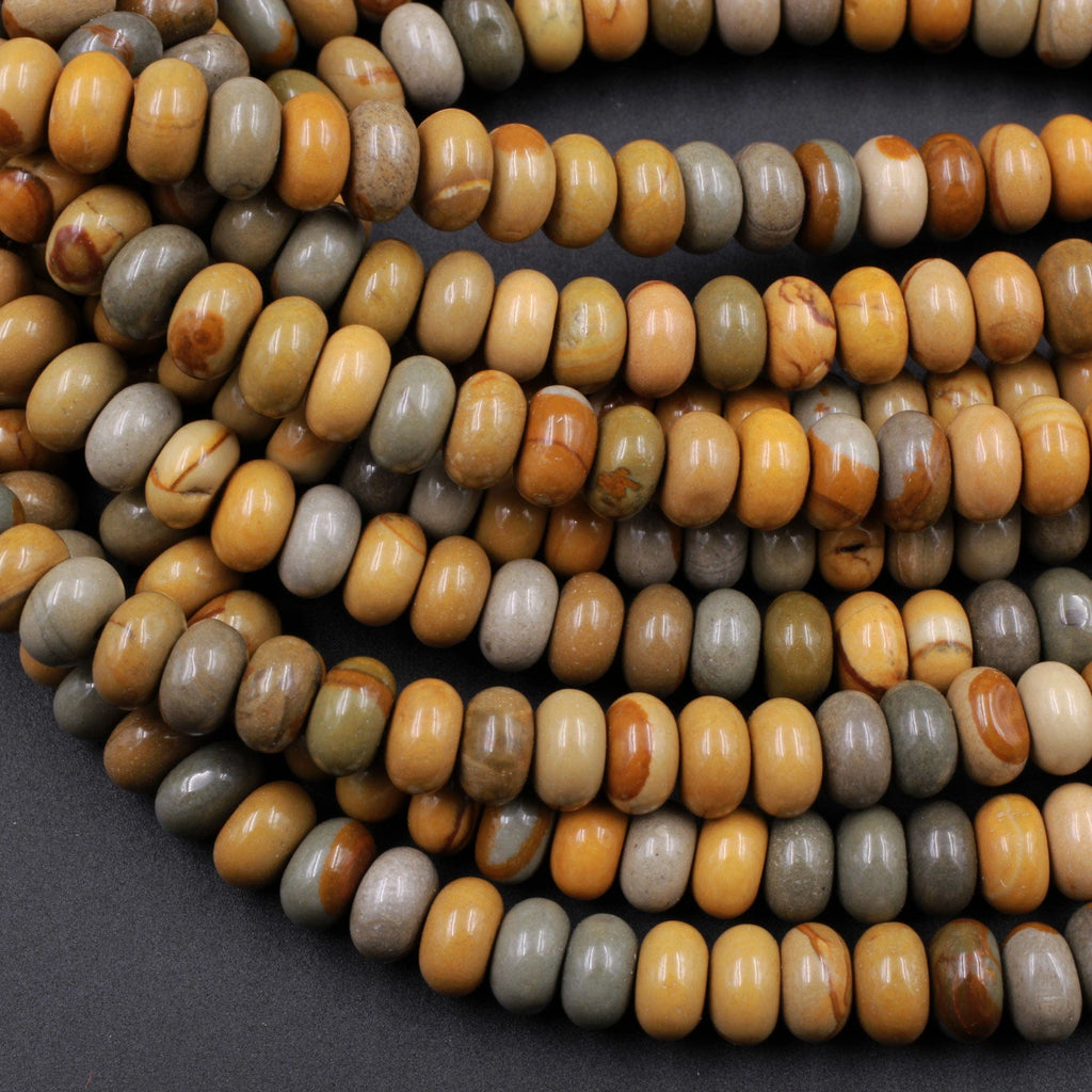 Natural Owyhee Picture Jasper Beads 6mm Rondelle 16" Strand