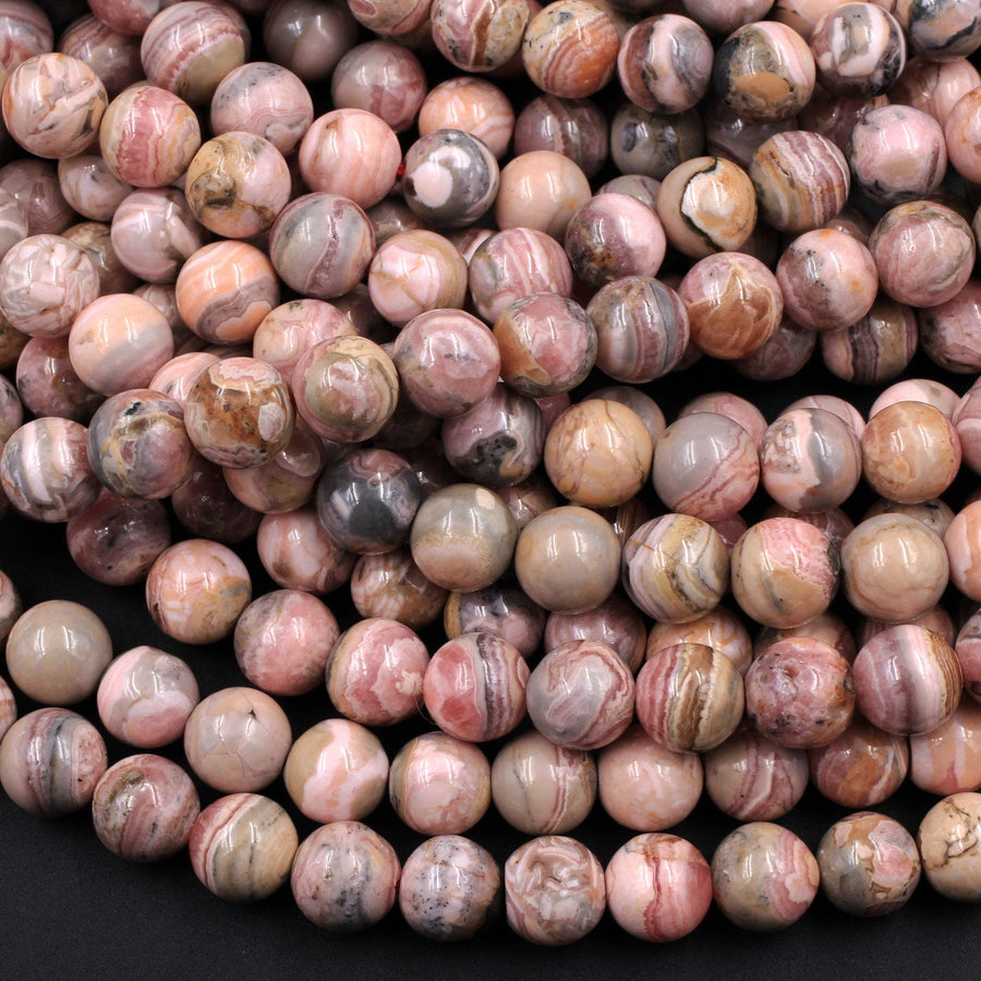 Natural Rhodochrosite Beads Round 5mm 6mm 8mm 9mm 10mm 15.5" Strand