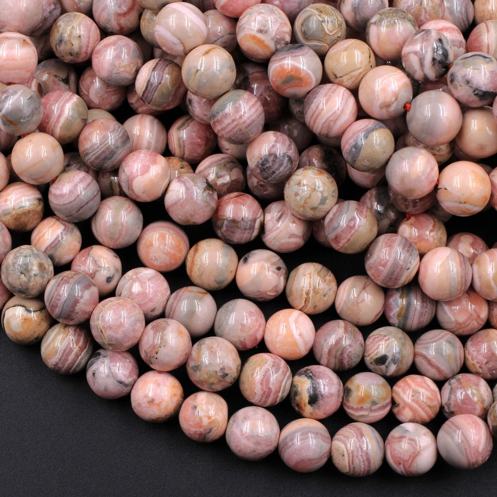 Natural Rhodochrosite Beads Round 5mm 6mm 8mm 9mm 10mm 15.5" Strand