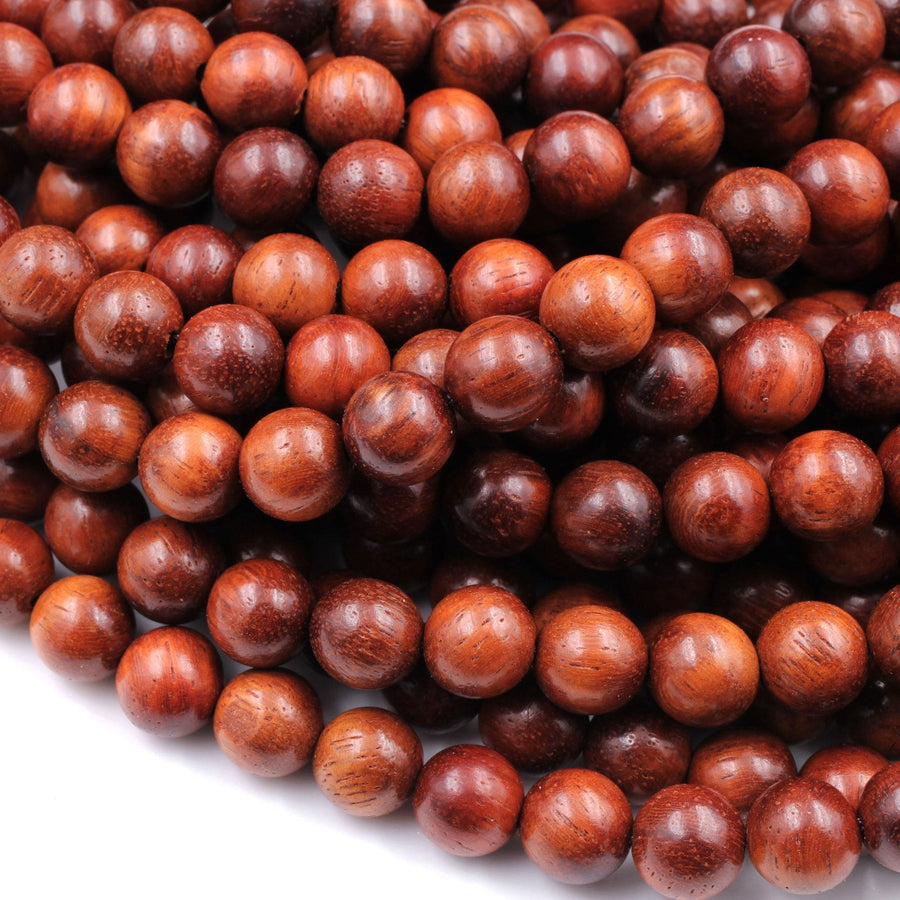 Natural Rosewood Beads 6mm 8mm 10mm 12mm Pure Golden Red Wood Great For Mala Prayer Meditation Therapy 16" Strand