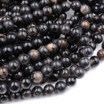 Black Fossil Coral Beads 7mm 8mm 9mm 10mm Round Beads 16" Strand