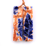 Drilled Natural Orange Sodalite Rectangle Earring Pair Matched Gemstone Bead Pair Natural Vibrant Blue Orange Stone