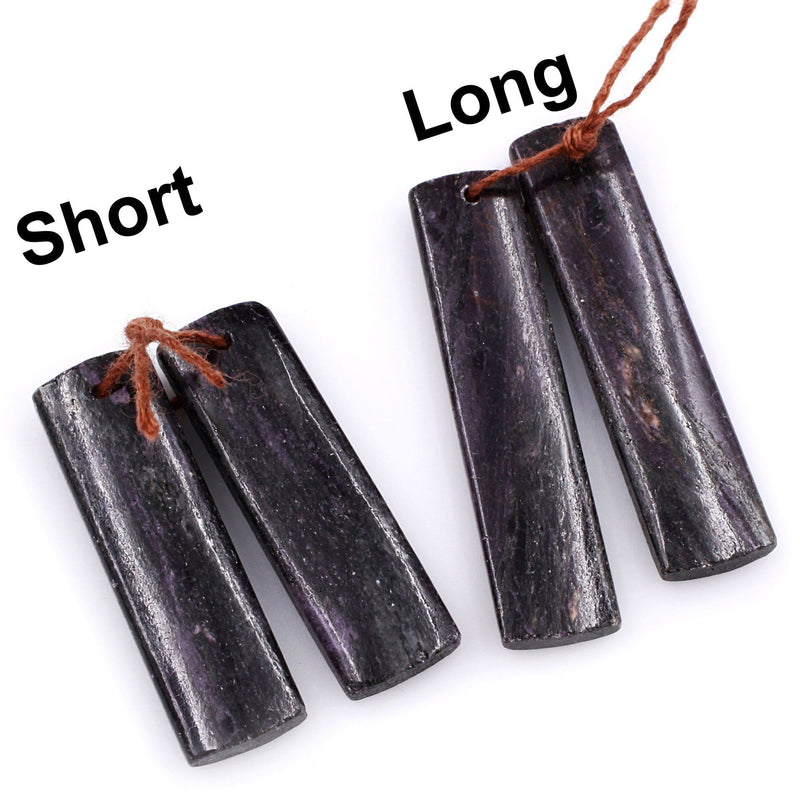 Drilled Natural Black Sugilite Rectangle Earring Pair Matched Gemstone Bead Pair