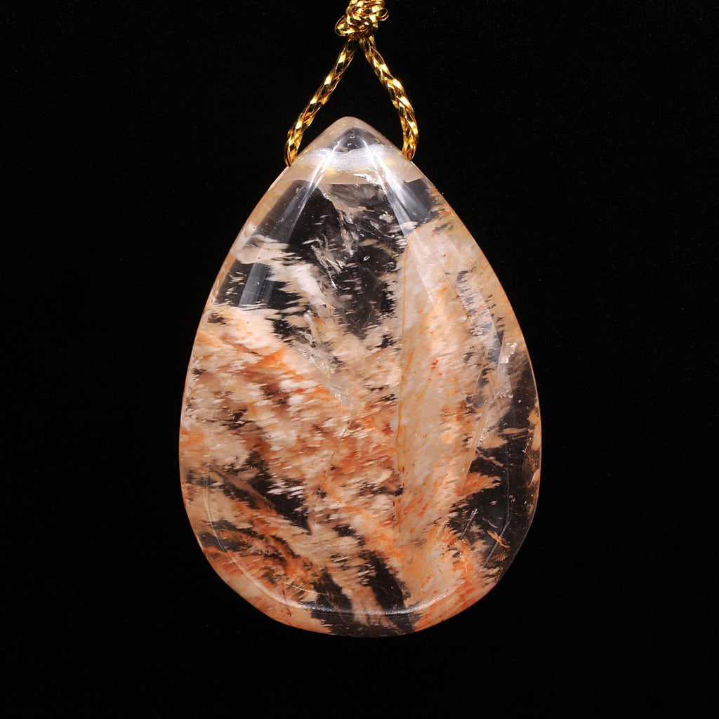 Rare Natural Red Phantom Quartz Puffy Teardrop Pendant
