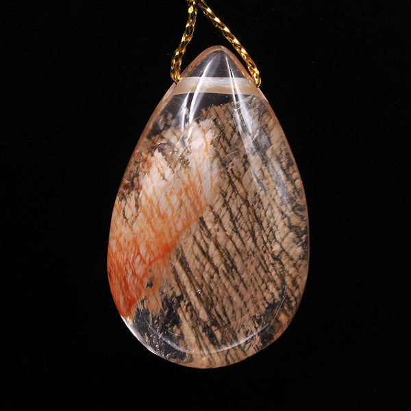 Rare Natural Red Phantom Quartz Puffy Teardrop Pendant