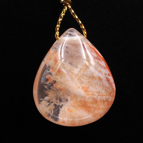 Rare Natural Red Phantom Quartz Puffy Teardrop Pendant Side Drilled Gemstone Focal Bead A2